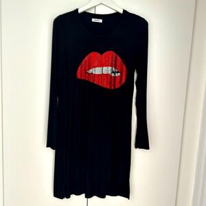 Lauren Moshi Long Sleeve Dress-Black with Sparkle- Large